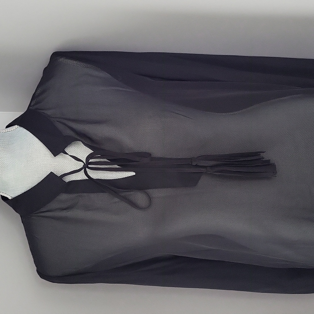 BCBGMaxAzria Black Sheer Shirt - Picture 3 of 12